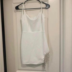 White rhinestone fringe dress